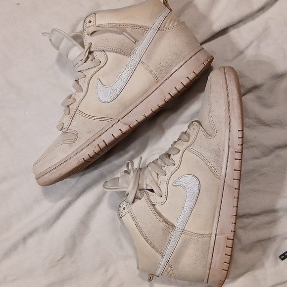 Nike dunk emb high retro white cracked swoosh leather pink sole - Picture 2 of 5